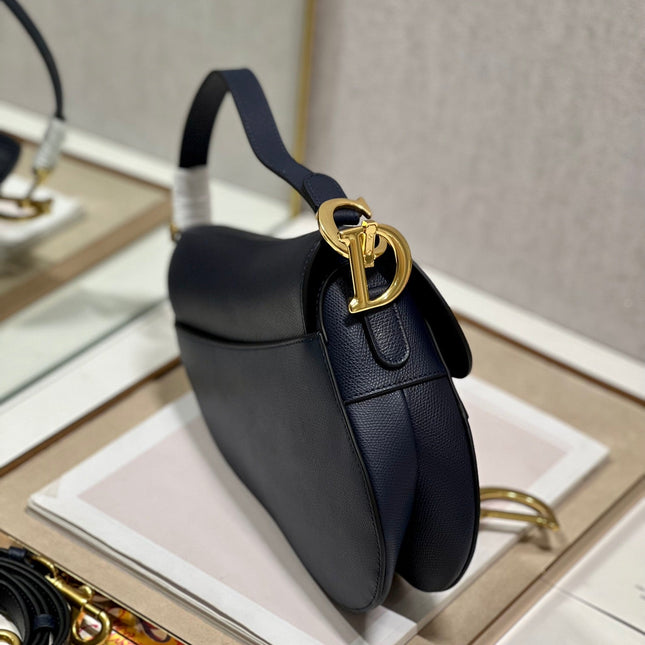 DIOR 26S SADDLE BAG 25 IN NAVY BLUE CALFSKIN