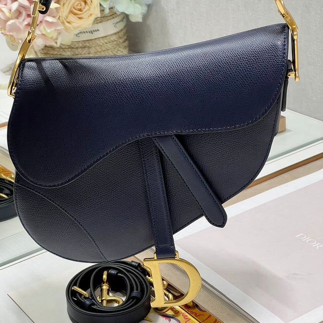 DIOR 26S SADDLE BAG 25 IN NAVY BLUE CALFSKIN