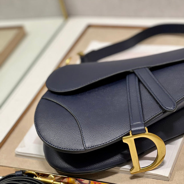 DIOR 26S SADDLE BAG 19 IN NAVY BLUE CALFSKIN