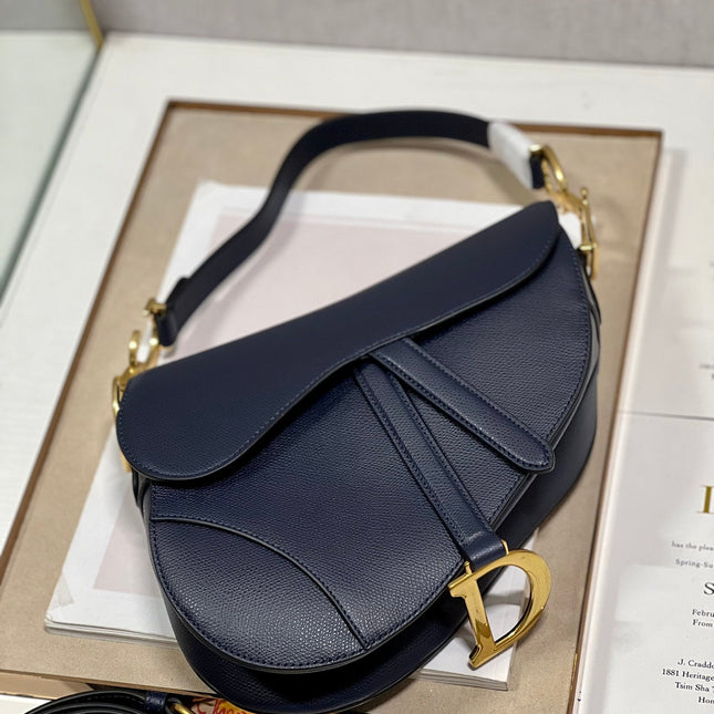 DIOR 26S SADDLE BAG 19 IN NAVY BLUE CALFSKIN