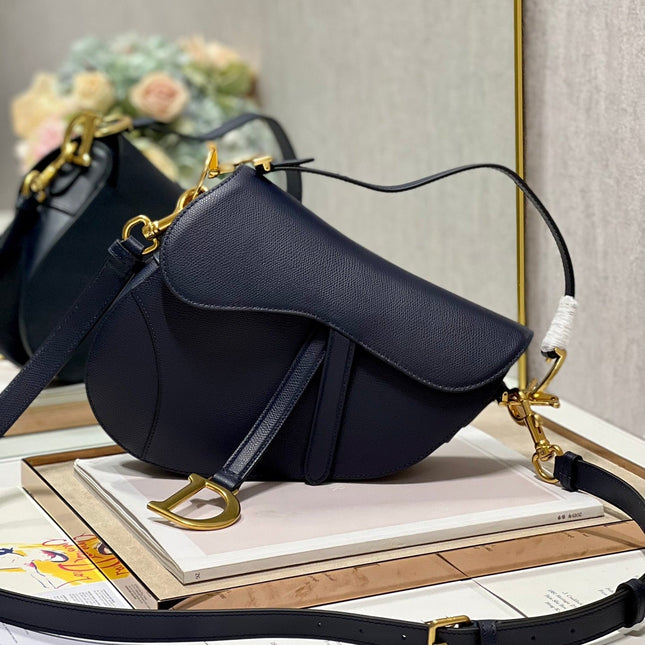 DIOR 26S SADDLE BAG 25 IN NAVY BLUE CALFSKIN