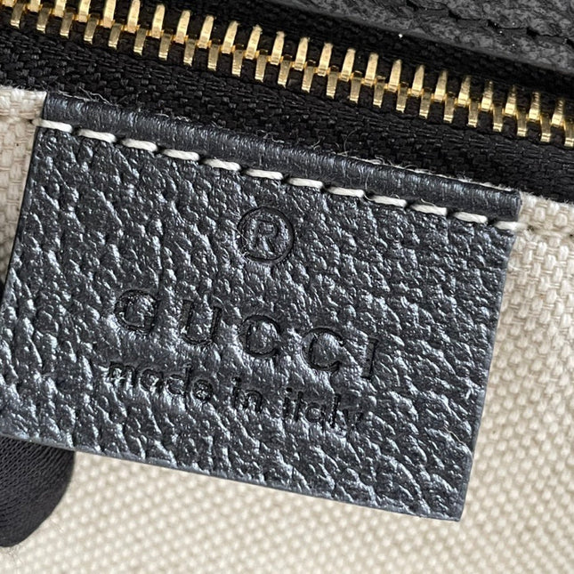 GG HORSEBIT 1955 SADDLE BAG 25 IN BLACK CANVAS AND CALFSKIN
