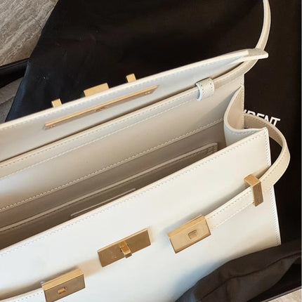 MANHATTAN 29 TOP-HANDLE IN SMOOTH WHITE CALFSKIN