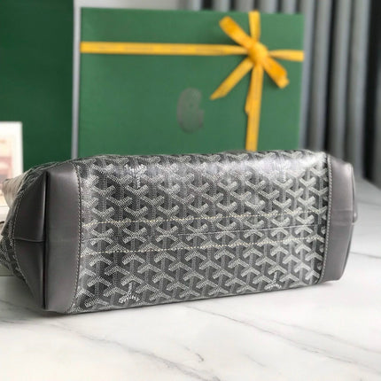 BELLECHASSE BIAUDE PM BAG 36 IN GRAY GOYARDINE CANVAS AND CALFSKIN TRIM