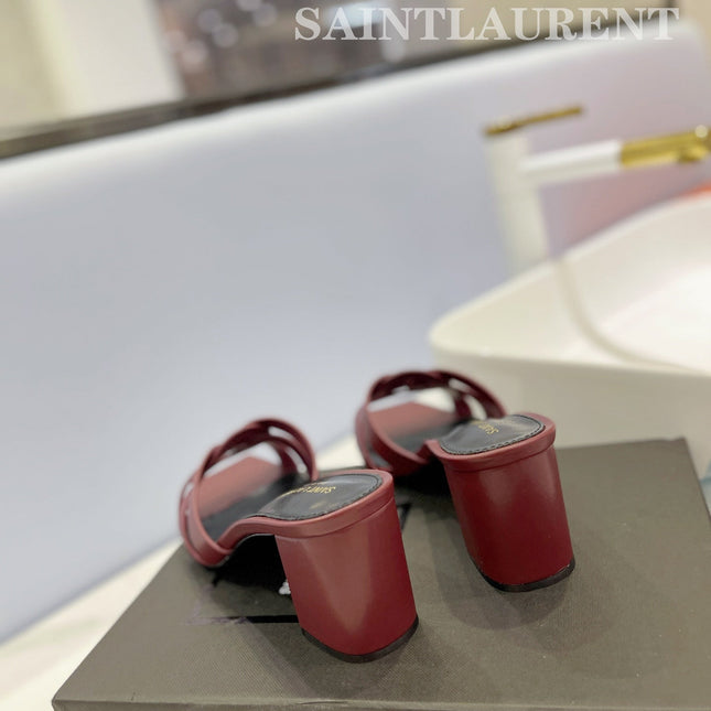 SL TRIBUTE MULES BERRY CALFSKIN
