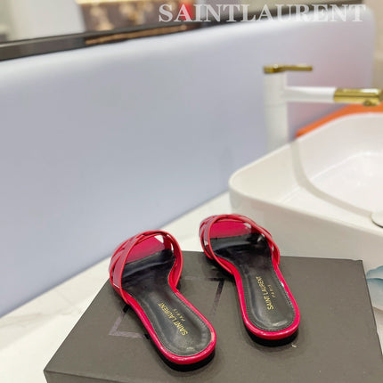 SL TRIBUTE SLIPPERS GLOSSY RED CALFSKIN