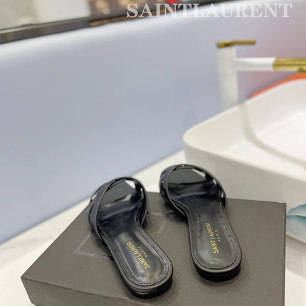 SL TRIBUTE SLIPPERS BLACK CALFSKIN