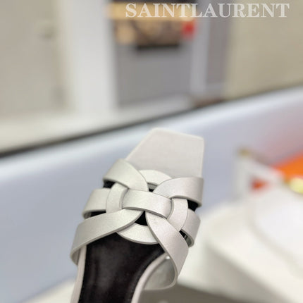 SL TRIBUTE SLIPPERS SILVER CALFSKIN