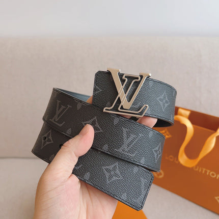 LV 25S BELT 40 MM IN BLACK MIX GREY CALFSKIN 593206