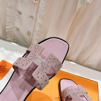 0RAN SANDALS PASTEL PINK LAMBSKIN ATTACH CRYSTAL