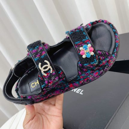 CHANEL 26S SANDALS IN MULTICOLOR TWEED
