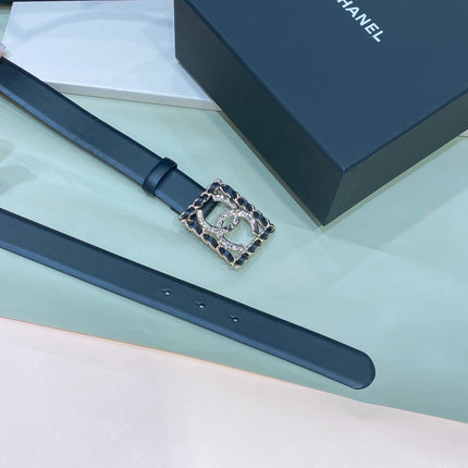 CHANEL 26S BELT 30 MM IN BLACK CALFSKIN 658421