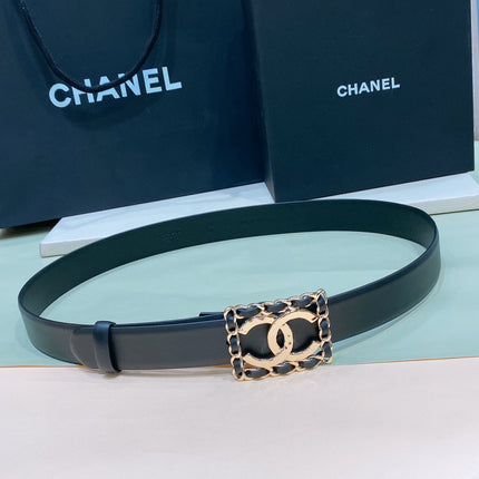 CHANEL 26S BELT 30 MM IN BLACK CALFSKIN 658421