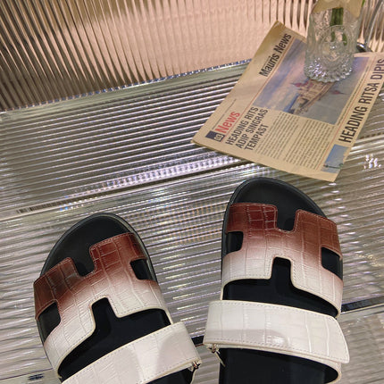 CHYPRE SANDAL OMBRE WHITE BROWN CALFSKIN