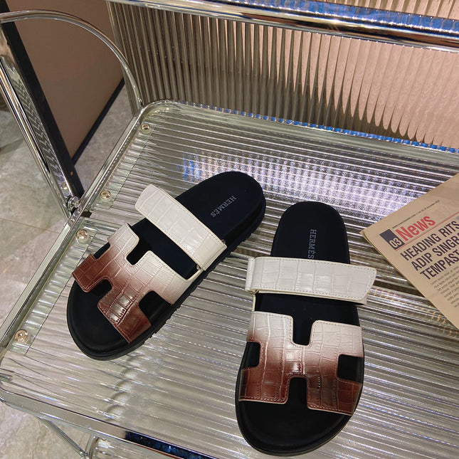 CHYPRE SANDAL OMBRE WHITE BROWN CALFSKIN