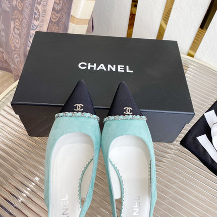 CC SLINGBACK 25S 30 MM IN PASTEL BLUE SUEDE WITH SILVER HARDWARE