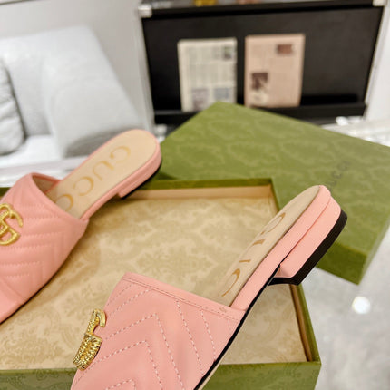 GG EXCLUSIVE SLIDE SANDAL LIGHT PINK CALFSKIN