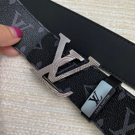 LV 25S BELT 38 MM IN BLACK CALFSKIN PRINT PATTERNS 593287