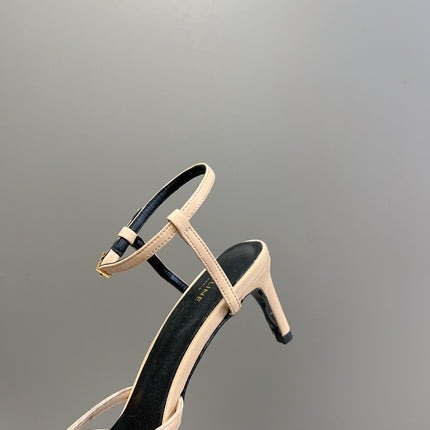 CELINE 26S KNOT STRAPPY SANDALS 60MM IN NUDE BEIGE CALFSKIN