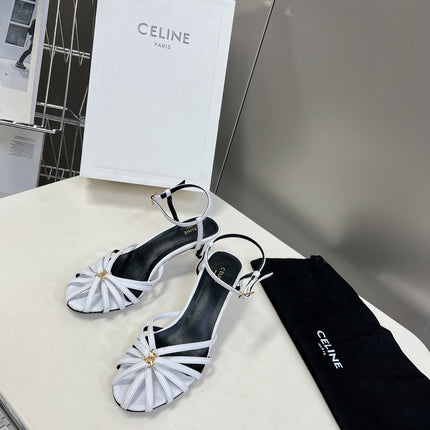 CELINE 26S KNOT STRAPPY SANDALS 60MM IN WHITE CALFSKIN