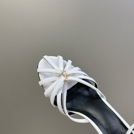 CELINE 26S KNOT STRAPPY SANDALS 60MM IN WHITE CALFSKIN