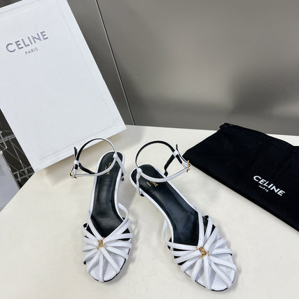 CELINE 26S KNOT STRAPPY SANDALS 60MM IN WHITE CALFSKIN
