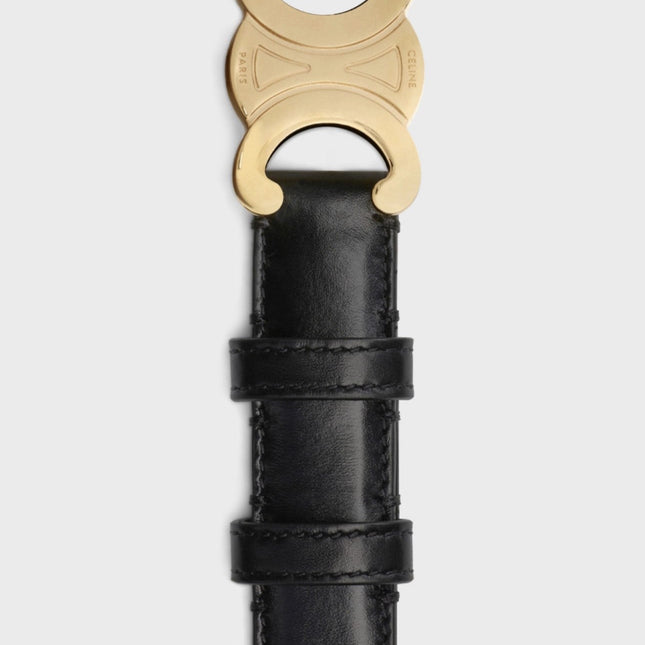Medium Triomphe Belt 25mm Black Calfskin Ghw
