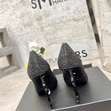 SL OPYUM BASIC HIGH HEEL BLACK CRYSTAL SATIN