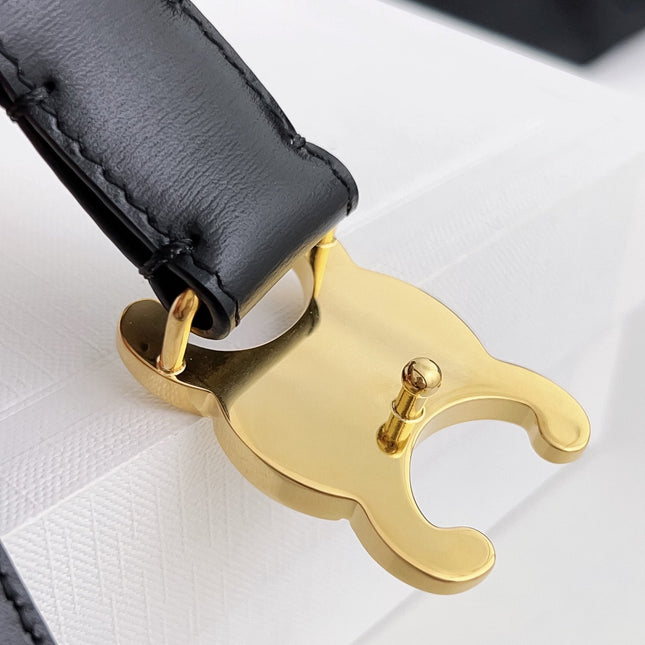 CELINE 26S BELT 25 MM IN BLACK CALFSKIN 672024