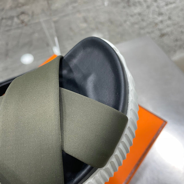 ELECTRIC SANDAL BLACK MIX DARK ARMY CALFSKIN