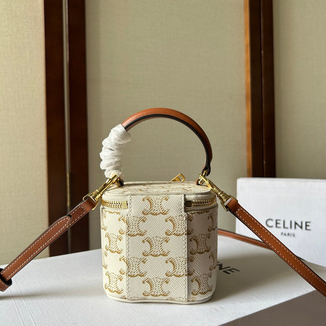 CELINE 26S MINI VANITY CASE 9 IN CREAM WHITE CALFSKIN