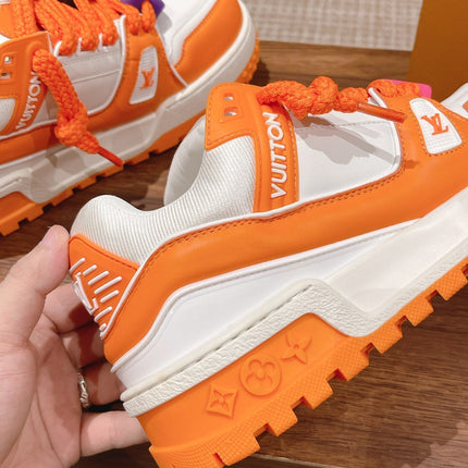LV Trainer Maxi Sneaker White Mix Orange Calfskin