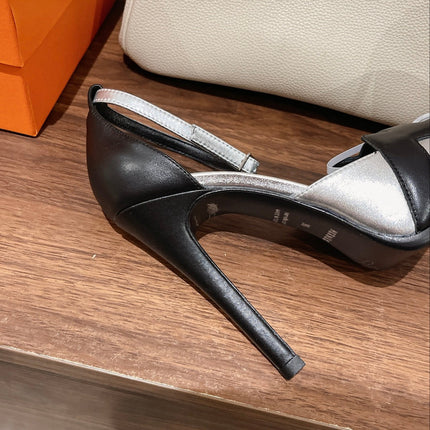 H - CLASSIC SANDAL 125 BLACK MIX BRIGHT SILVER LAMBSKIN