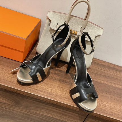 H - CLASSIC SANDAL 125 BLACK MIX SILVER LAMBSKIN