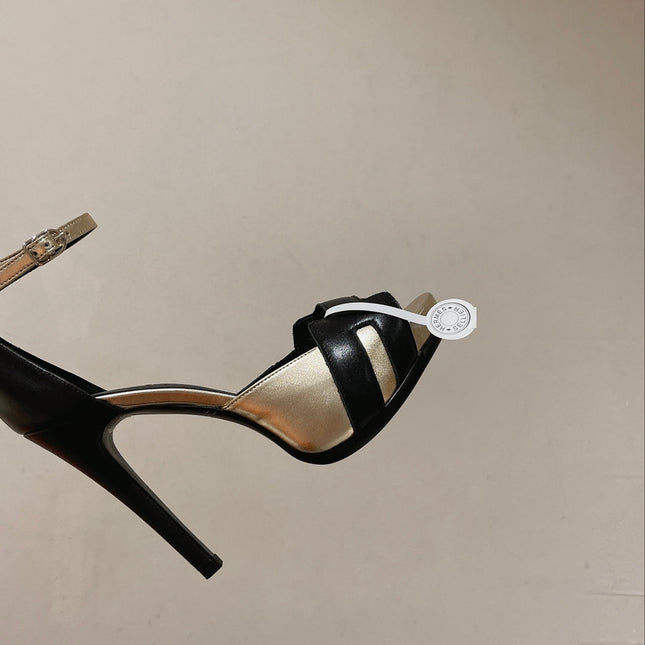 H - CLASSIC SANDAL 125 BLACK MIX SILVER LAMBSKIN