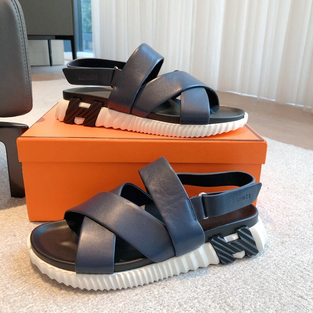 HM ELECTRIC SANDAL NAVY CALFSKIN