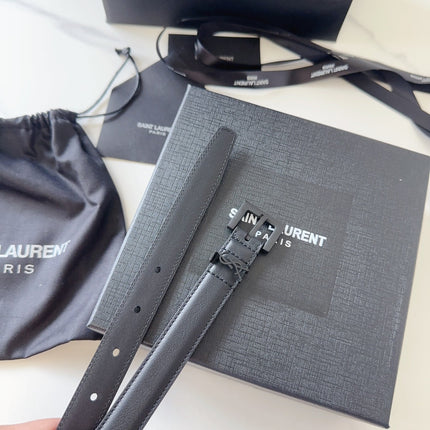 YSL 25S BELT 20 MM IN BLACK CALFSKIN 540224