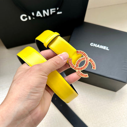 CHANEL 25S BELT 30 MM IN YELLOW CALFSKIN 616967