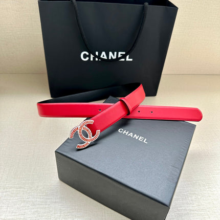CHANEL 25S BELT 30 MM IN RED CALFSKIN 616970