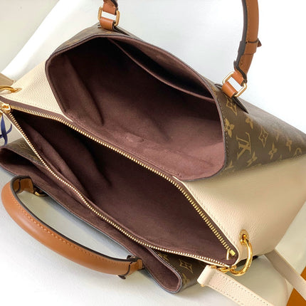 LV 25S OPÉRA MEDIUM BAG 36 IN BROWN AND CREAM MONOGRAM CALFSKIN GOLD HARDWARE
