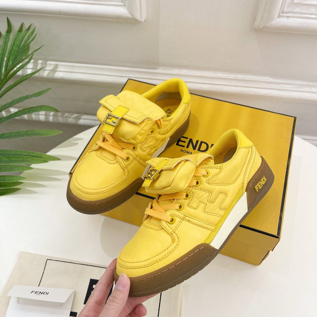 FENDI TRAINER SNEAKER IN CORN YELLOW LAMBSKIN