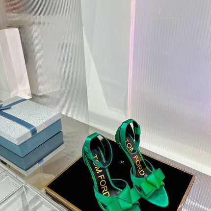 HIGH HEELS 11 CM IN COOL GREEN PURE SILK AND LAMBSKIN