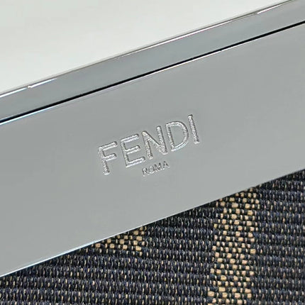 FENDI 26 FIRST SMALL IN MIDNIGHT BLUE MIX WHITE CALFSKIN SILVER HARDWARE
