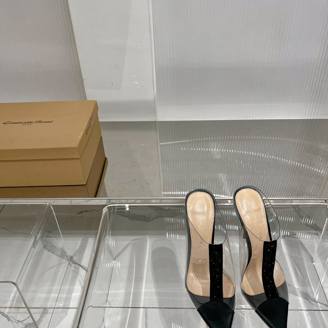 GIANVITO ROSSI 26S HEELED SANDALS 105 MM IN BLACK TPU