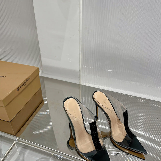 GIANVITO ROSSI 26S HEELED SANDALS 105 MM IN BLACK TPU