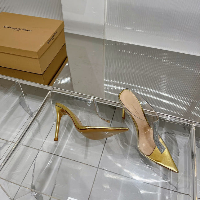 GIANVITO ROSSI 26S HEELED SANDALS 105 MM IN GOLD TPU
