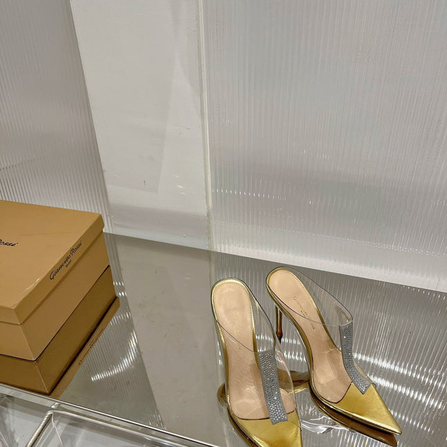 GIANVITO ROSSI 26S HEELED SANDALS 105 MM IN GOLD TPU