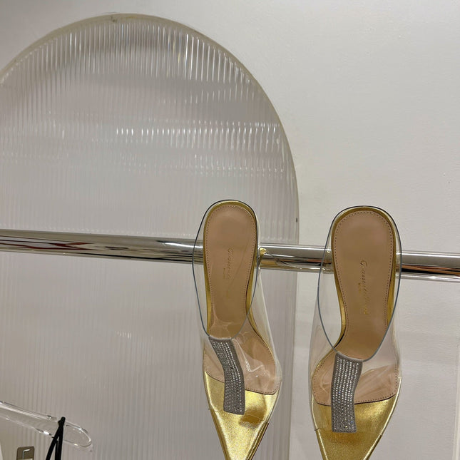 GIANVITO ROSSI 26S HEELED SANDALS 105 MM IN GOLD TPU