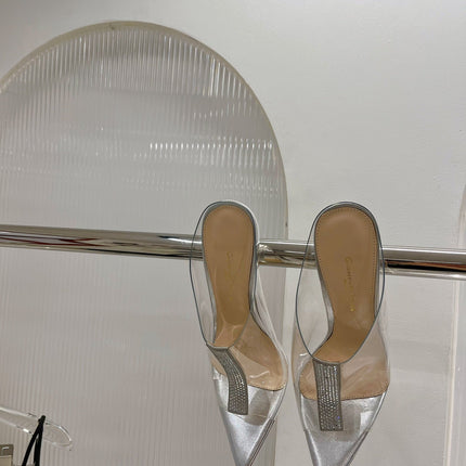 GIANVITO ROSSI 26S HEELED SANDALS 105 MM IN SILVER TPU