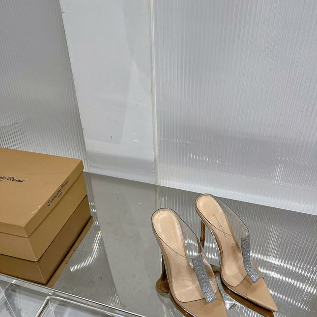 GIANVITO ROSSI 26S HEELED SANDALS 105 MM IN BEIGE TPU